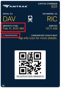 Amtrak electronic ticket image